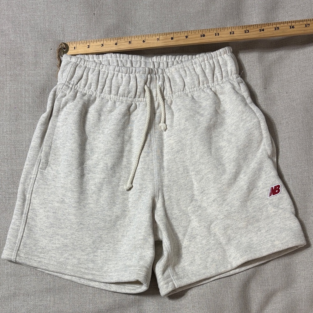 New Balance Light Gray Fleece Athletic Shorts with Maroon NB Logo